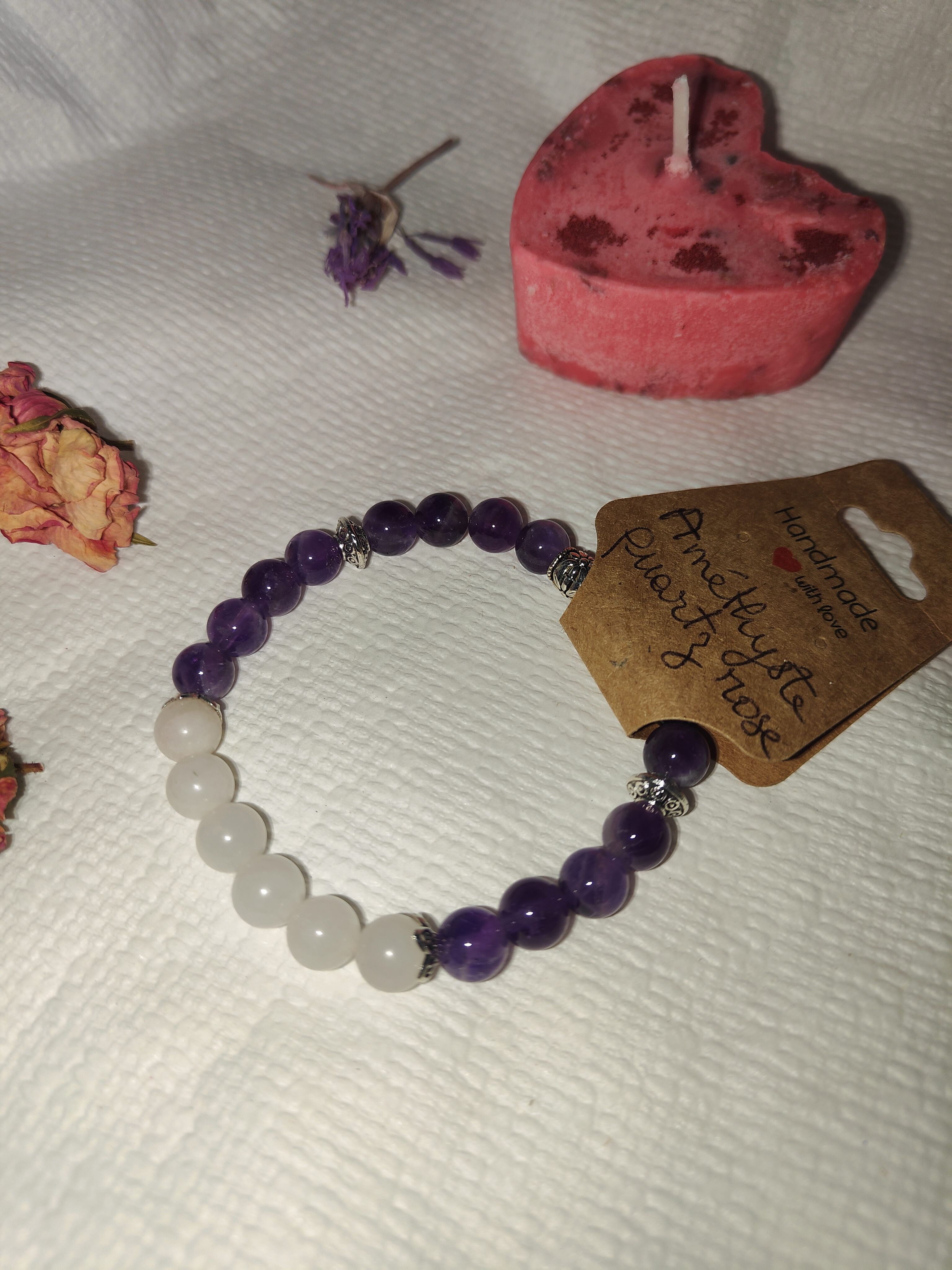 Bracelet quartz rose, améthyste